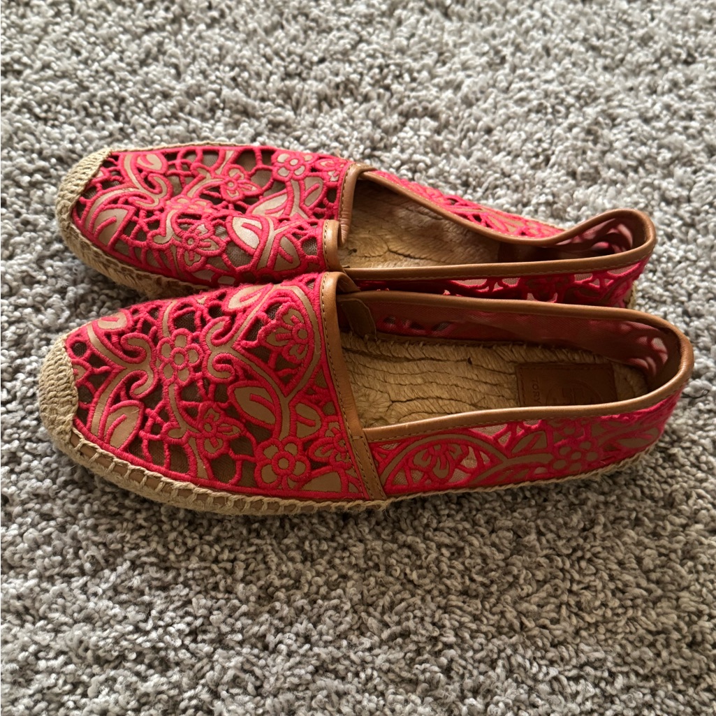 Tory Burch Red Floral Espadrilles